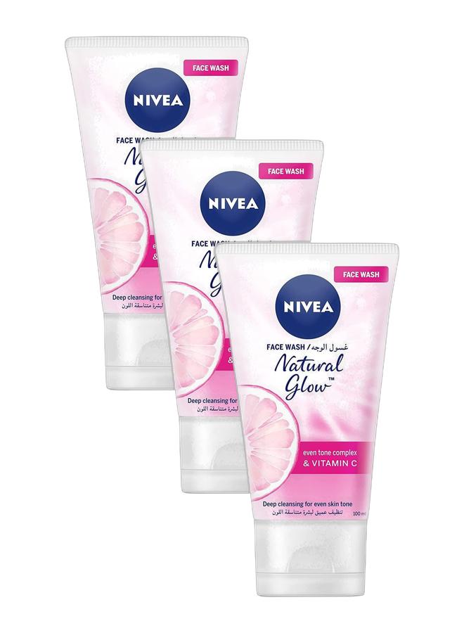 Nivea Natural Glow  Face Wash 100ml,Pack of 3 - Image 1
